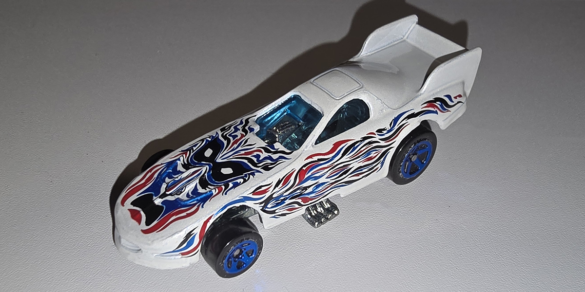 1977 White Flamed Speed Blaster Dragster Funny Car