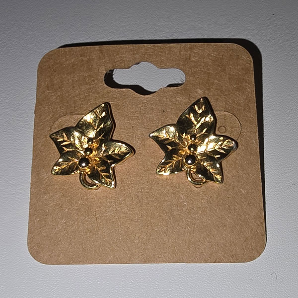Gold tone maple leaf post earrings