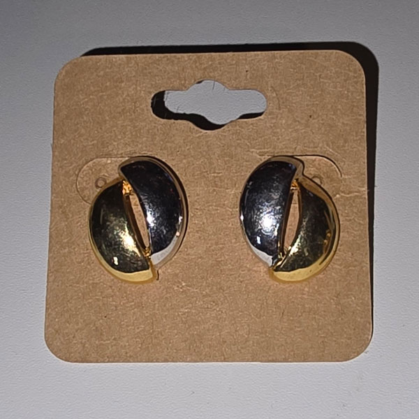 Gold tone half moon post earrings