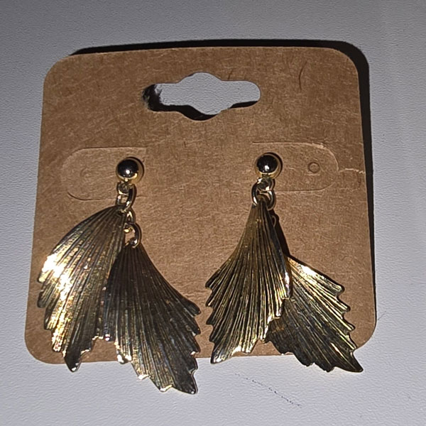 Gold tone leaf dangle earrings